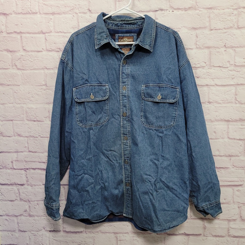 VTG Levis Strauss Denim Shacket Mens XL 100% Cotton Fleece Lined Workwear Autumn